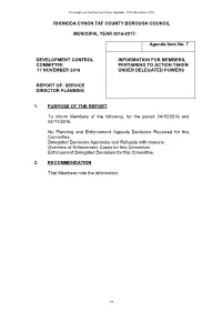 Agenda Item No. 7 DEVELOPMENT CONTROL DELEGATED