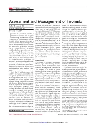 Assessment and Management of Insomnia 6-8 Carlos H