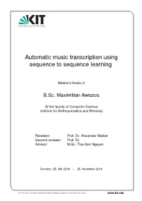 Automatic Music Transcription Using Sequence to Sequence Learning