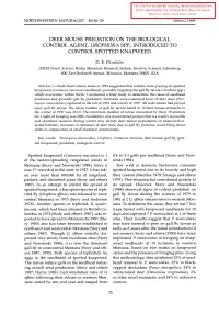 Deer Mouse Predation on the Biological Control Agent, Urophora Spp., Introduced to Control Spotted Knapweed