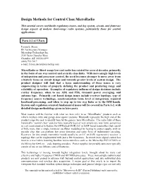 Design Methods for Control Class Microradio
