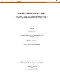 Edward Lewis and Radioactive Fallout the Impact Of