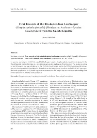 First Records of the Rhododendron Leafhopper (Graphocephala Fennahi) (Hemiptera: Auchenorrhyncha: Cicadellidae) from the Czech Republic