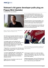 Vietnam's Hit Game Developer Pulls Plug on Flappy Bird (Update) 10 February 2014, by Cat Barton