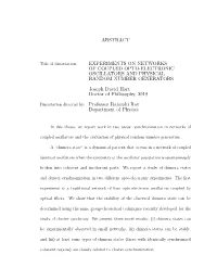 Abstract Experiments on Networks of Coupled Opto