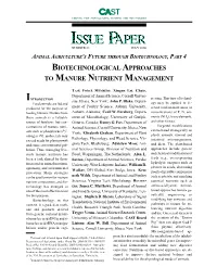 Biotechnological Approaches to Manure Nutrient Management