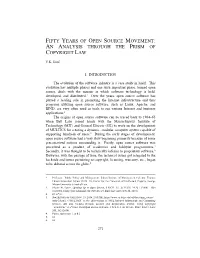 Fifty Years of Open Source Movement: an Analysis Through the Prism of Copyright Law