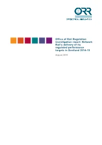 Investigation Report: Network Rail's Delivery of Its Regulated