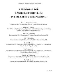 Model Curriculum for Fire Safety Engineering