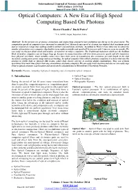Optical Computers: a New Era of High Speed Computing Based on Photons