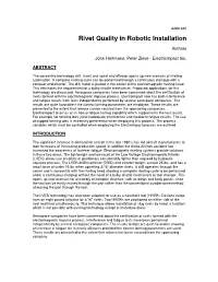 Rivet Quality in Robotic Installation