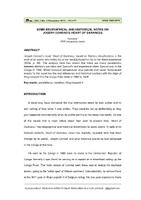 Some Biographical and Historical Notes on Joseph Conrad's Heart Of