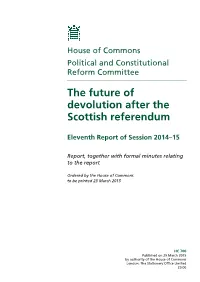 The Future of Devolution After the Scottish Referendum