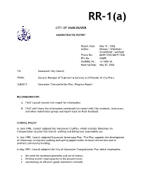 Transportation Plan, Progress Report