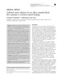 Umbilical Artery Catheters Do Not Affect Intestinal Blood Flow Responses To