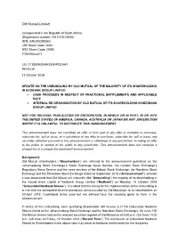 Update on the Unbundling by Old Mutual of the Majority of Its