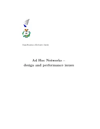 Ad Hoc Networks – Design and Performance Issues