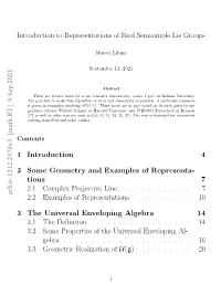 Introduction to Representations of Real Semisimple Lie Groups