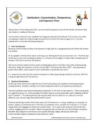 Sanitization: Concentration, Temperature, and Exposure Time
