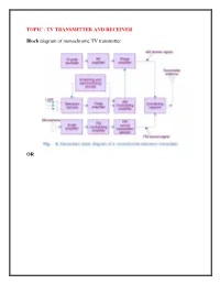 TV TRANSMITTER and RECEIVER Block Diagram of Monochrome TV
