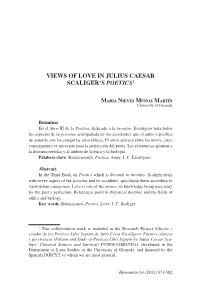 Views of Love in JULIUS CAESAR SCALIGER's POETICS1