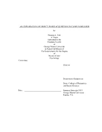 AN EXPLORATION of OBJECT-WORD ACQUISITION in CANIS FAMILIARIS By
