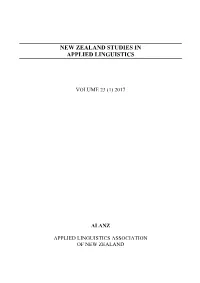 New Zealand Studies in Applied Linguistics