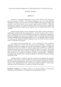 Successful Economic Development in a Multi-Ethnic Society: the Malaysian Case