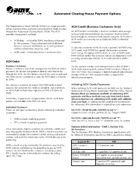 Automated Clearing House Payment Options