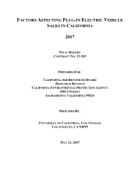 Factors Affecting Plug-In Electric Vehicle Sales in California