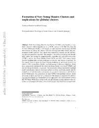 Formation of Very Young Massive Clusters and Implications for Globular Clusters