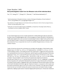 Paper Number: 1485 New Paleomagnetic Results from the Mesozoic Rocks of the Indochina Block