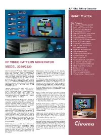 Rf Video Pattern Generator Model 2230/2330