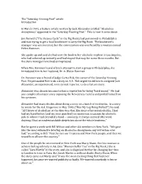 "Saturday Evening Post" Article Introduction