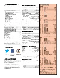 TABLE of CONTENTS 2015 SCHEDULE Rosters