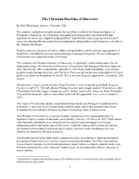 The Christian Doctrine of Discovery