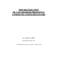 The Restoration of Valved High Frequency Communications Receivers