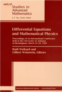 Differential Equations and Mathematical Physics Proceedings