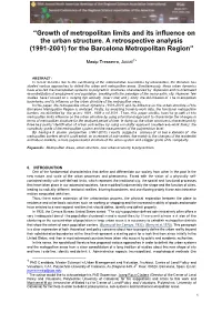 Growth of Metropolitan Limits and Its Influence on the Urban Structure
