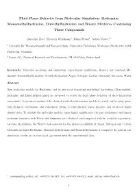 Hydrazine, Monomethylhydrazine, Dimethylhydrazine and Binary Mixtures Containing These Compounds