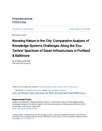 Knowing Nature in the City: Comparative Analysis of Knowledge Systems Challenges Along the 'Eco-Techno' Spectrum of Gree