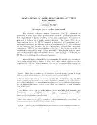 Ncaa: a Lesson in Cartel Behavior and Antitrust Regulation