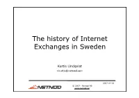 The History of Internet Exchanges in Sweden