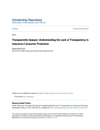 Understanding the Lack of Transparency in Insurance Consumer Protection