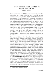 Uniform Civil Code: Should Be Or Should Not Be Busra Noor1