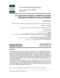 A Comparative Analysis on Maritime Disaster Management Between Korea and Sweden