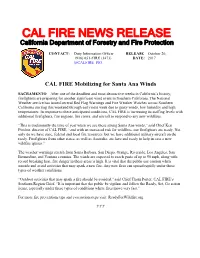 CAL FIRE Mobilizing for Santa Ana Winds