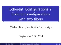 Coherent Configurations with Two Fibers