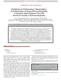 Guidelines for Performance, Interpretation, and Application of Stress Echocardiography in Ischemic Heart Disease: from the American Society of Echocardiography