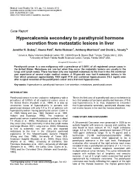 Hypercalcemia Secondary to Parathyroid Hormone Secretion from Metastatic Lesions in Liver